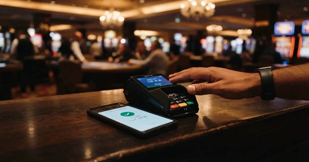 Kartenterminal und Smartphone mit einer ausstehenden Zahlungsbenachrichtigung — beste casino ohne verifizierung auszahlen