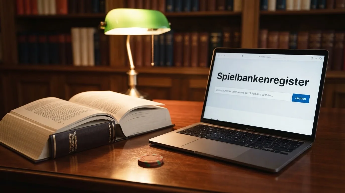 Amtliches Schreiben mit Stempel auf einem Schreibtisch neben einem Gesetzbuch — beste online casinos ohne verifizierung
