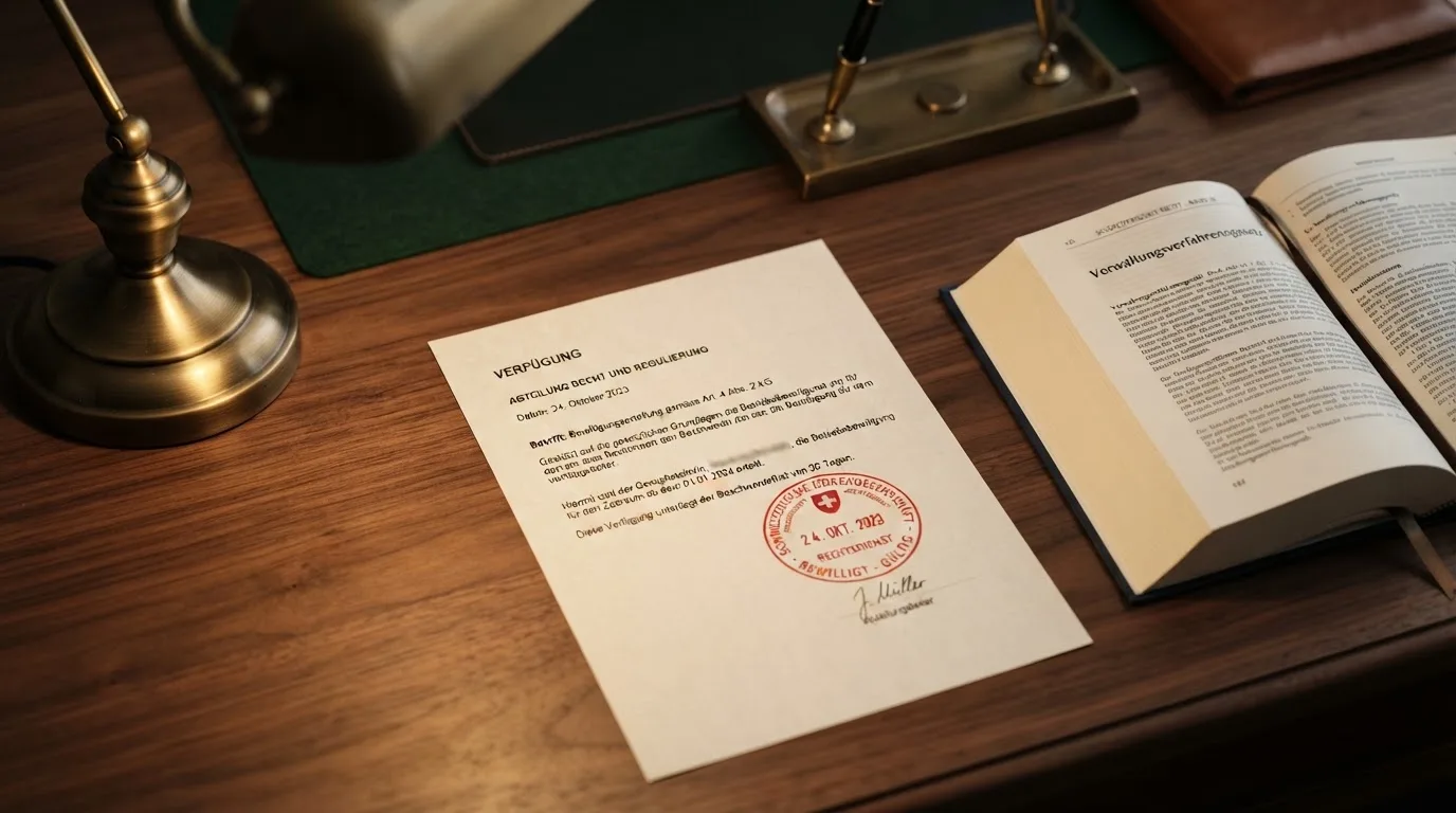 Amtliches Schreiben mit Stempel auf einem Schreibtisch neben einem Gesetzbuch — casino online mit bonus ohne einzahlung