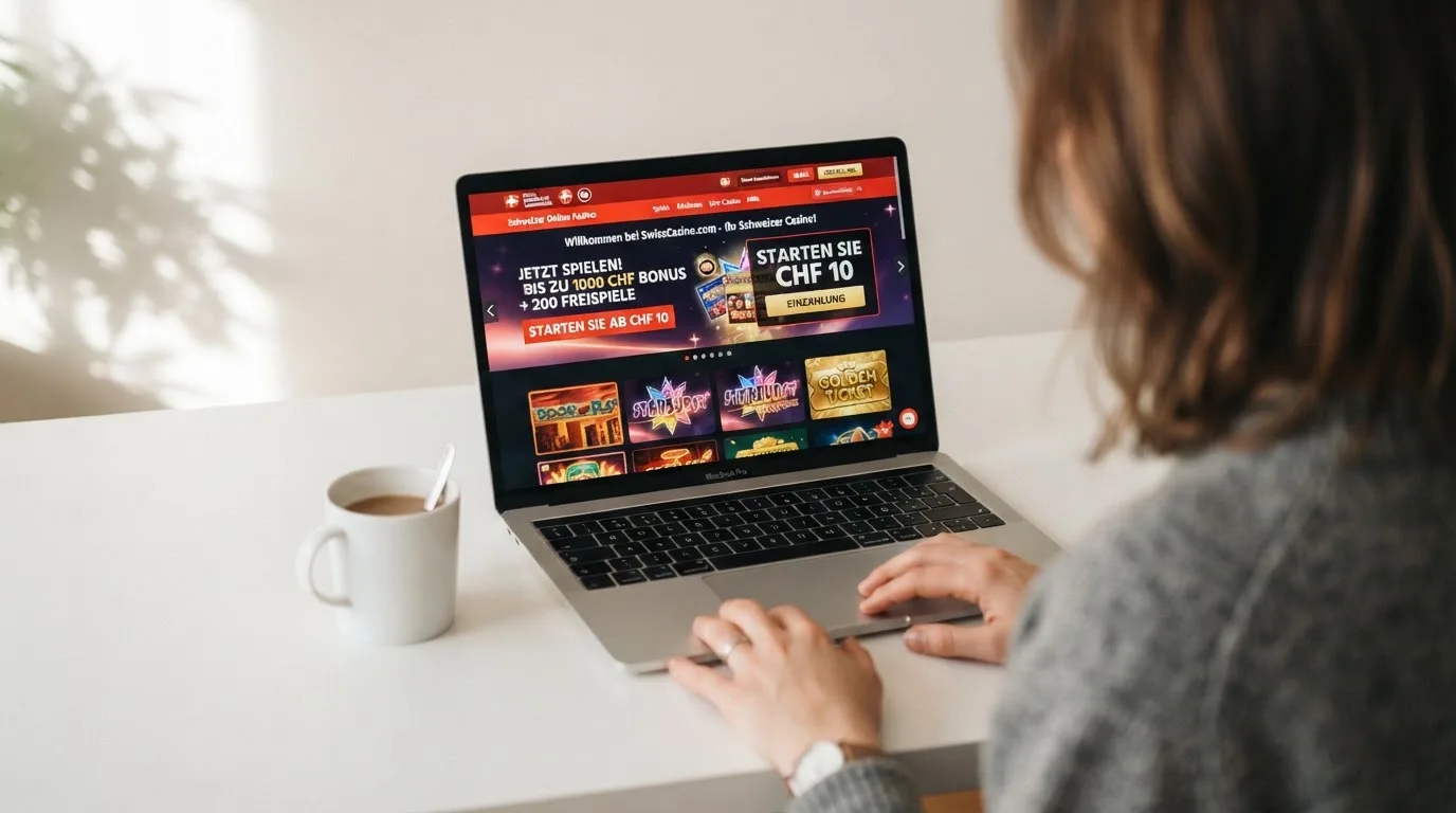 Person am Laptop liest eine Übersichtsseite zu Geldspielen im Internet — online casino bonus ohne einzahlung sofort