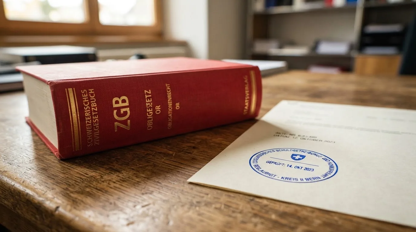Amtliches Schreiben mit Stempel auf einem Schreibtisch neben einem Gesetzbuch — online casino gutschein codes