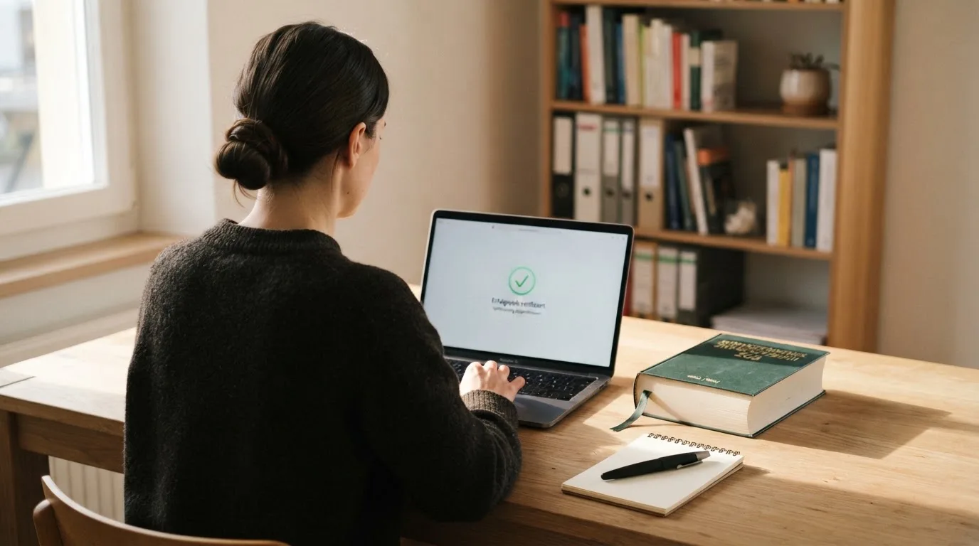 Amtliches Schreiben mit Stempel auf einem Schreibtisch neben einem Gesetzbuch — online casino mit 100% bonus